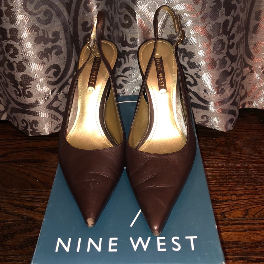 Dark Brown Slingback Pumps